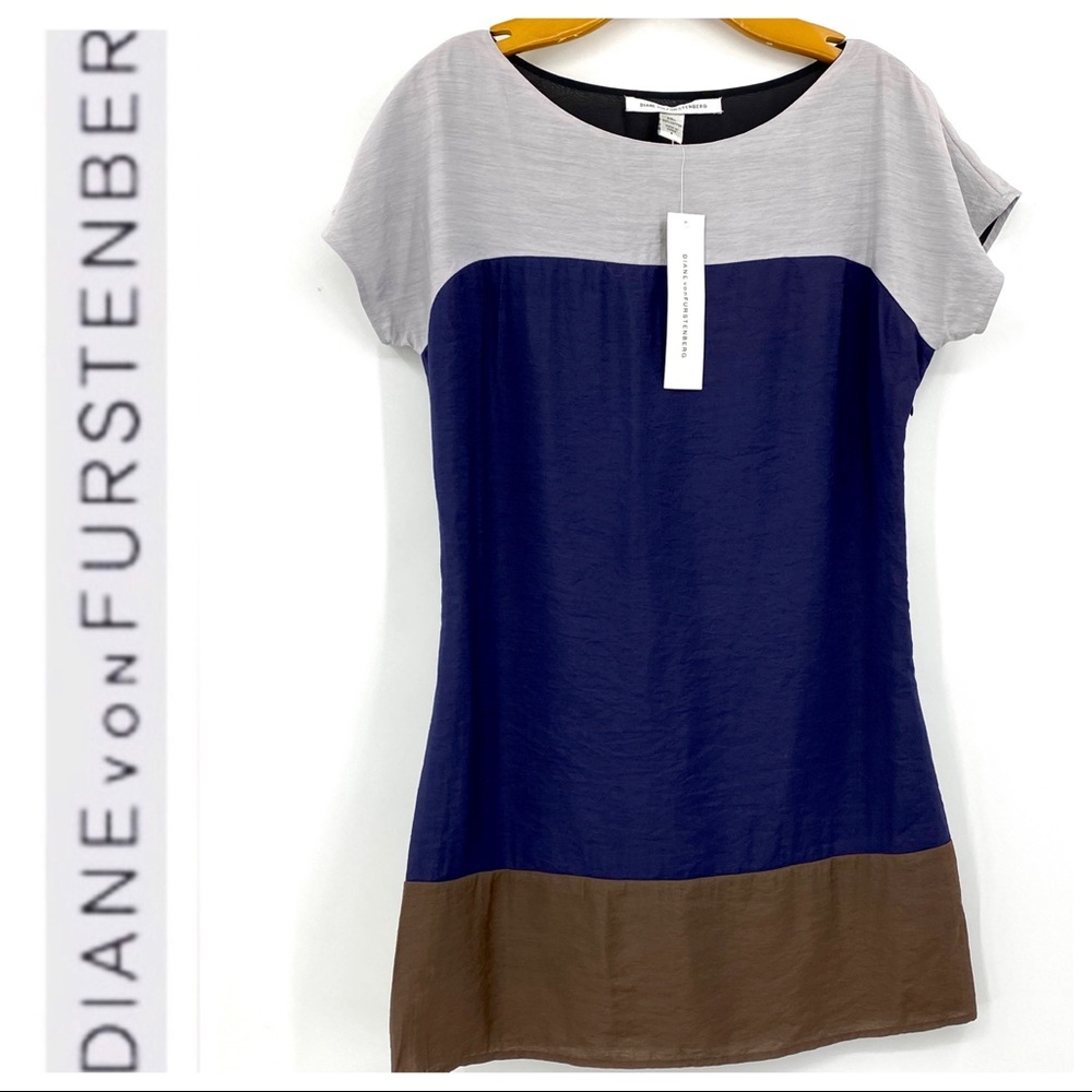 💕SALE Diane Von Furstenberg Blue Colorblock Dress